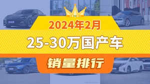 2024年2月25-30万国产车销量排行榜，领克03位居第二，第一名你绝对想不到