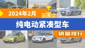 2024年2月纯电动紧凑型车销量排行榜，秦PLUS以6583辆夺冠，荣威i6 MAX新能源升至第3名 