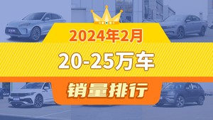 2024年2月20-25万车销量排行榜，帕萨特位居第二，第一名你绝对想不到