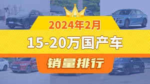 2024年2月15-20万国产车销量排行榜，长安CS75 PLUS夺得冠军，第二名差距也太大了 