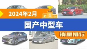 2024年2月国产中型车销量排行榜，红旗H5以9786辆夺冠