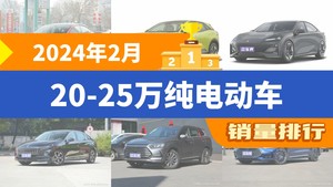 2024年2月20-25万纯电动车销量排行榜，深蓝S7位居第二，第一名你绝对想不到