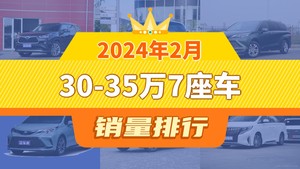 2024年2月30-35万7座车销量排行榜，别克GL8位居第二，第一名你绝对想不到