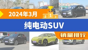 2024年3月纯电动SUV销量排行榜，Model Y以47917辆夺冠，ID.4 X升至第9名 