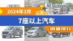 2024年3月7座以上汽车销量排行榜，五菱宏光位居第二，第一名你绝对想不到