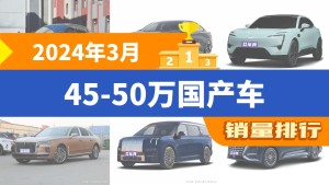 2024年3月45-50万国产车销量排行榜，长安深蓝SL03位居第二，第一名你绝对想不到