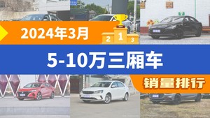 2024年3月5-10万三厢车销量排行榜，伊兰特屈居第三，捷达VA3成最大黑马
