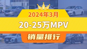 2024年3月20-25万MPV销量排行榜，奥德赛屈居第三，荣威iMAX8成最大黑马