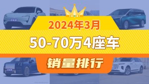 2024年3月50-70万4座车销量排行榜，阿维塔11以1260辆夺冠
