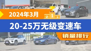 2024年3月20-25万无级变速车销量排行榜，RAV4荣放夺得冠军，第二名差距也太大了 