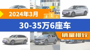 2024年3月30-35万6座车销量排行榜，问界M7夺得冠军，第二名差距也太大了 