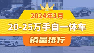 2024年3月20-25万手自一体车销量排行榜，红旗HS5夺得冠军，第二名差距也太大了 