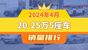 2024年4月20-25万5座车销量排行榜，RAV4荣放屈居第三，凯美瑞成最大黑马