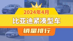 2024年4月比亚迪紧凑型车销量排行榜，秦PLUS位居第二，第一名你绝对想不到