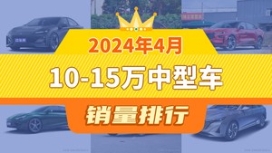 2024年4月10-15万中型车销量排行榜，奔腾B70位居第二，第一名你绝对想不到