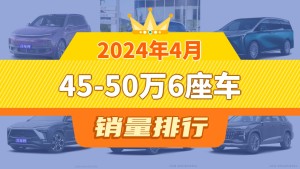 2024年4月45-50万6座车销量排行榜，理想L9夺得冠军，第二名差距也太大了 