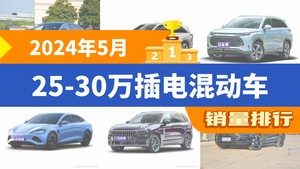 2024年5月25-30万插电混动车销量排行榜，汉夺得冠军，第二名差距也太大了 