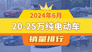 2024年6月20-25万纯电动车销量排行榜，红旗E-QM5屈居第三，深蓝S7成最大黑马