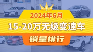 2024年6月15-20万无级变速车销量排行榜，驱逐舰05屈居第三，本田CR-V成最大黑马