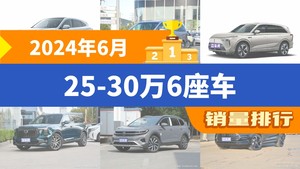 2024年6月25-30万6座车销量排行榜，问界M7夺得冠军，第二名差距也太大了 