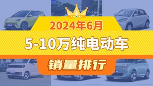 2024年6月5-10万纯电动车销量排行榜，秦PLUS位居第二，第一名你绝对想不到