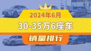 2024年6月30-35万6座车销量排行榜，别克GL8屈居第三，唐新能源成最大黑马