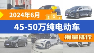 2024年6月45-50万纯电动车销量排行榜，极氪001夺得冠军，第二名差距也太大了 