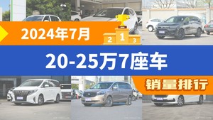 2024年7月20-25万7座车销量排行榜，途观L以10497辆夺冠，哈弗H9升至第9名 