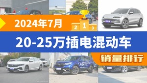 2024年7月20-25万插电混动车销量排行榜，宋PLUS新能源以13281辆夺冠