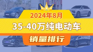 2024年8月35-40万纯电动车销量排行榜，Model Y以45330辆夺冠，奔驰EQB升至第5名 