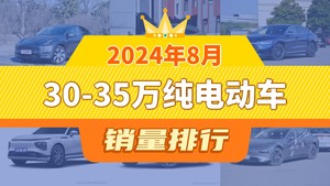 2024年8月30-35万纯电动车销量排行榜，极氪001位居第二，第一名你绝对想不到