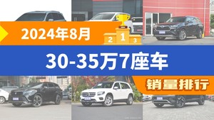 2024年8月30-35万7座车销量排行榜，格瑞维亚以7161辆夺冠