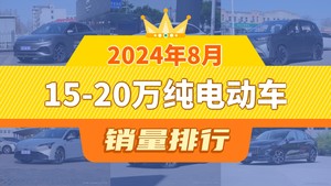 2024年8月15-20万纯电动车销量排行榜，元PLUS夺得冠军，第二名差距也太大了 