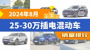 2024年8月25-30万插电混动车销量排行榜，汉以6979辆夺冠，岚图追光升至第10名 