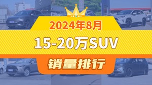 2024年8月15-20万SUV销量排行榜，元PLUS夺得冠军，第二名差距也太大了 