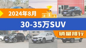 2024年8月30-35万SUV销量排行榜，问界M7位居第二，第一名你绝对想不到