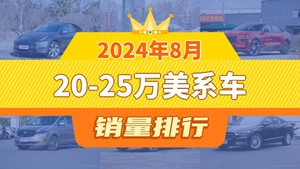 2024年8月20-25万美系车销量排行榜，Model Y以45330辆夺冠，探界者升至第10名 