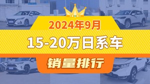 2024年9月15-20万日系车销量排行榜，卡罗拉锐放位居第二，第一名你绝对想不到