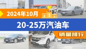 2024年10月20-25万汽油车销量排行榜，迈腾屈居第三，本田CR-V成最大黑马