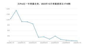 2024年11月比亚迪元Pro销量数据发布 共卖了22台