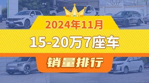 2024年11月15-20万7座车销量排行榜，途观L以20167辆夺冠，风行·游艇升至第10名 