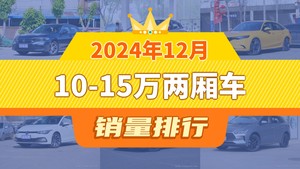 2024年12月10-15万两厢车销量排行榜，思域以15287辆夺冠，LIFE升至第10名 