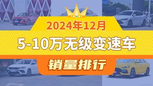 2024年12月5-10万无级变速车销量排行榜，逸动以19694辆夺冠，瑞虎5x升至第10名 