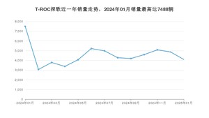 2025年1月大众T-ROC探歌销量数据发布 共卖了4087台