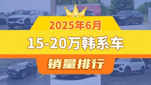 2025年6月15-20万韩系车销量排行榜，途胜夺得冠军，第二名差距也太大了 