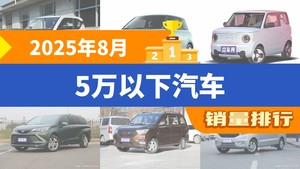 2025年8月5万以下汽车销量排行榜，长安LUMIN位居第二，第一名你绝对想不到