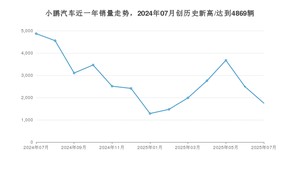 小鹏汽车 7月份销量数据发布 同比下降64.06%(2025年)