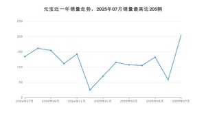 2025年7月北汽制造元宝销量数据发布 共卖了205台