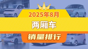 2025年8月两厢车销量排行榜，宏光MINI EV夺得冠军，第二名差距也太大了 