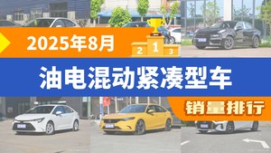 2025年8月油电混动紧凑型车销量排行榜，思域位居第二，第一名你绝对想不到